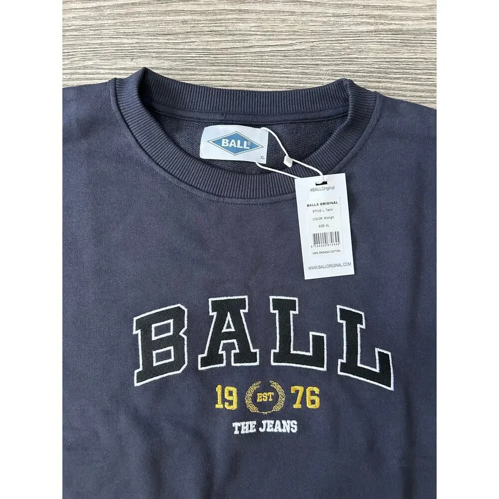 NWT BALL Original Sweatshirt L Taylor Midnight Navy Blue Organic Cotton Men's XL
